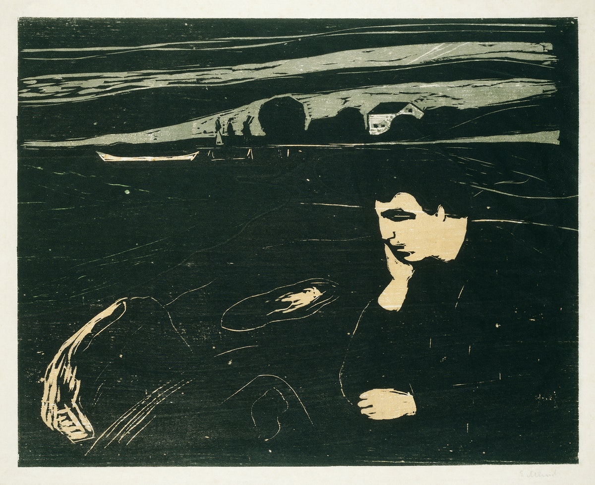 painting Melancholy III (1902) by Edvard Munch. Original from The Art Institute of Chicago.