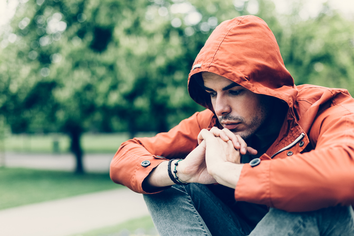 Depressed man in the park