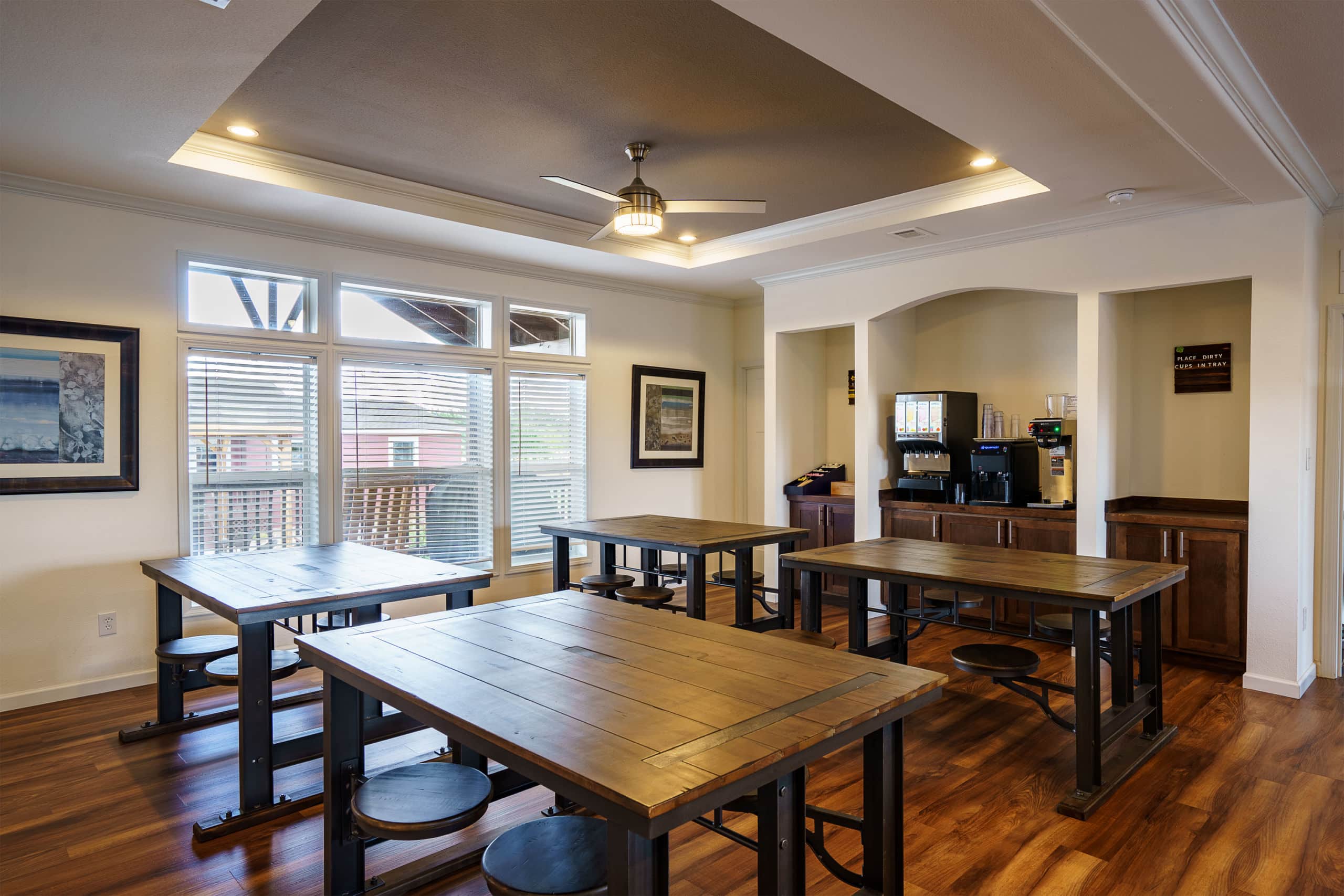 Primary Long-Term Addiction Treatment at the Ranch -- coffee tables with stools