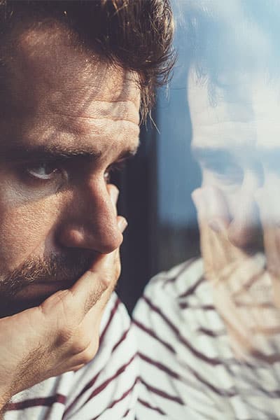 Adult man with anxiety. Adult man with anxiety and mental health issues..