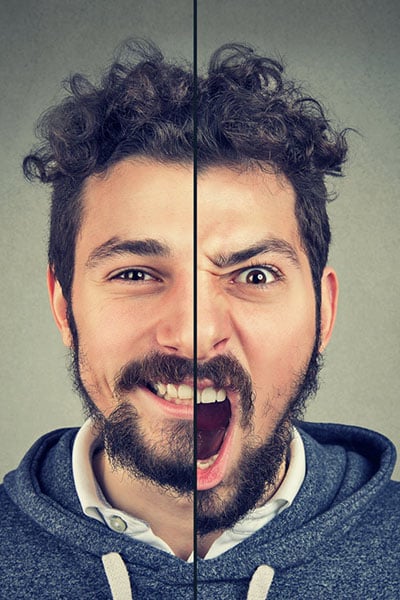 Young man suffering from bipolar disorder. Young man suffering from bipolar disorder.