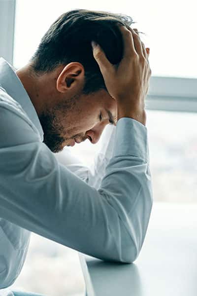 Adult man suffering from mental health issues and substance use disorders. Adult man suffering from mental health issues and substance abuse